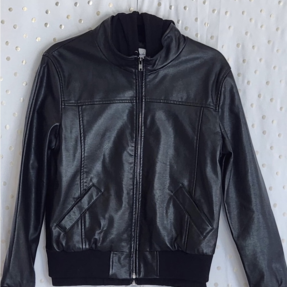 White Birch Black Faux Leather Jacket.Size S